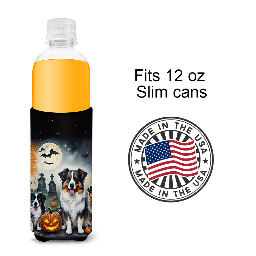 Australian Shepherd Spooky Halloween Hugger for Ultra Slim Cans