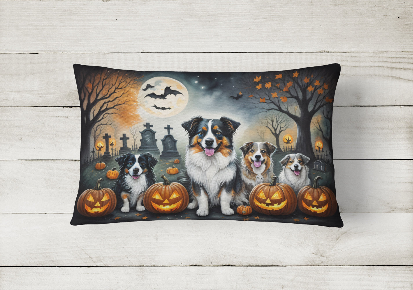 Buy this Australian Shepherd Spooky Halloween Fabric Decorative Pillow