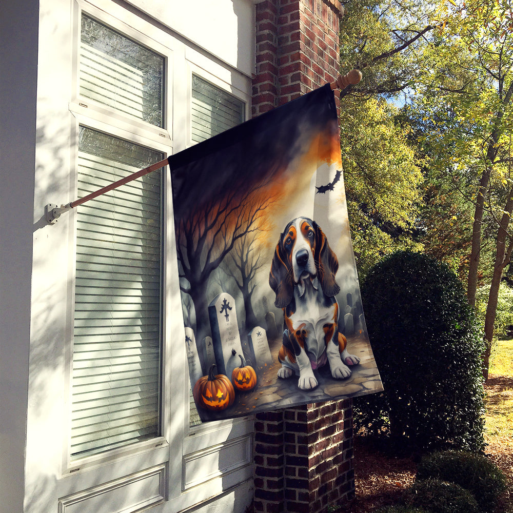 Basset Hound Spooky Halloween House Flag