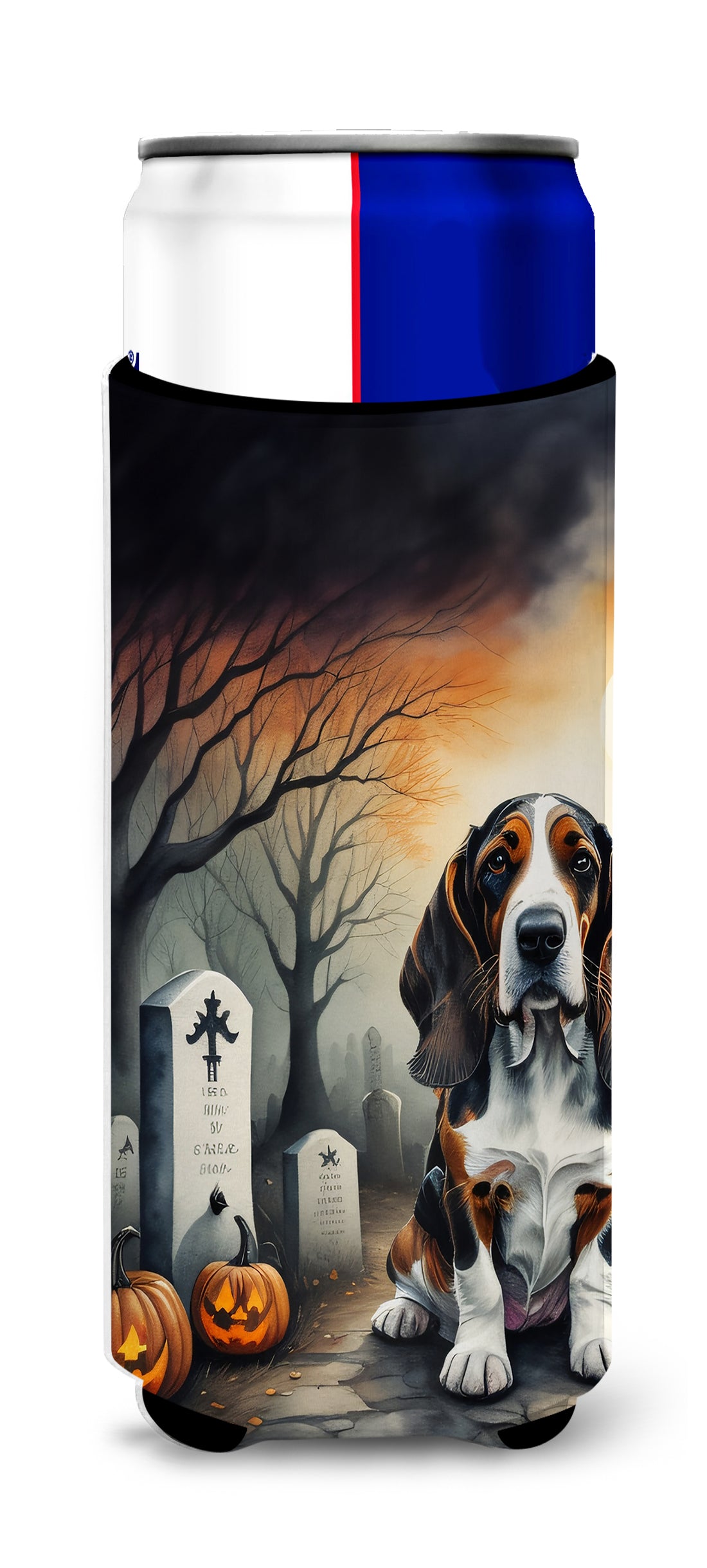Buy this Basset Hound Spooky Halloween Hugger for Ultra Slim Cans