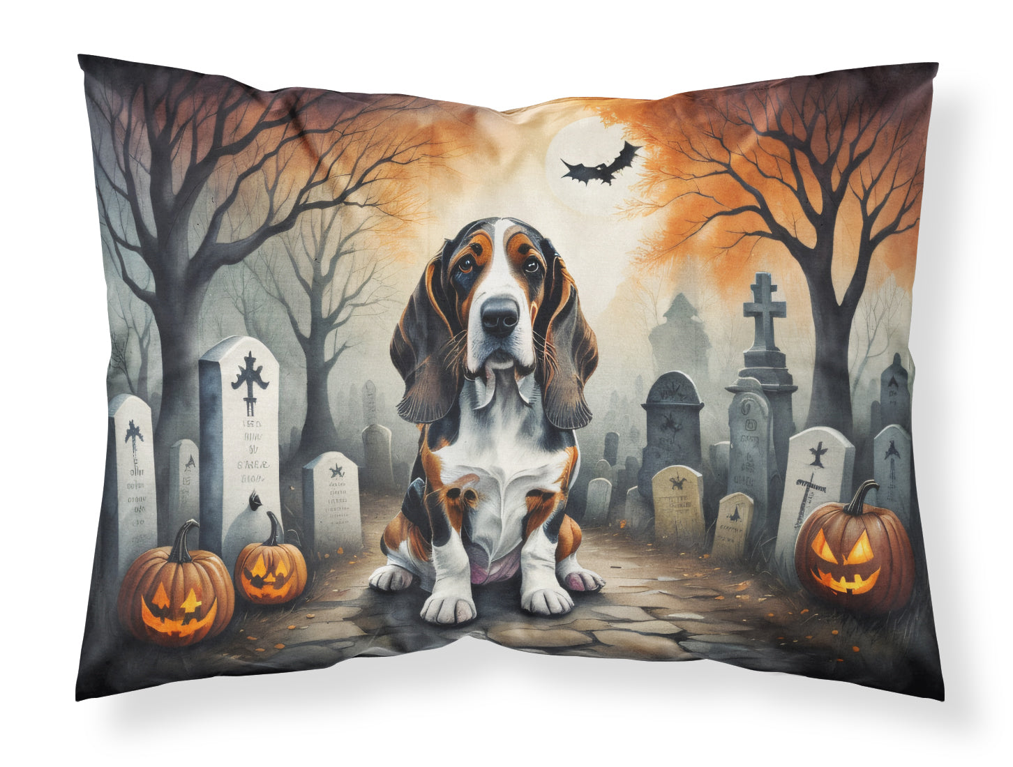 Buy this Basset Hound Spooky Halloween Fabric Standard Pillowcase