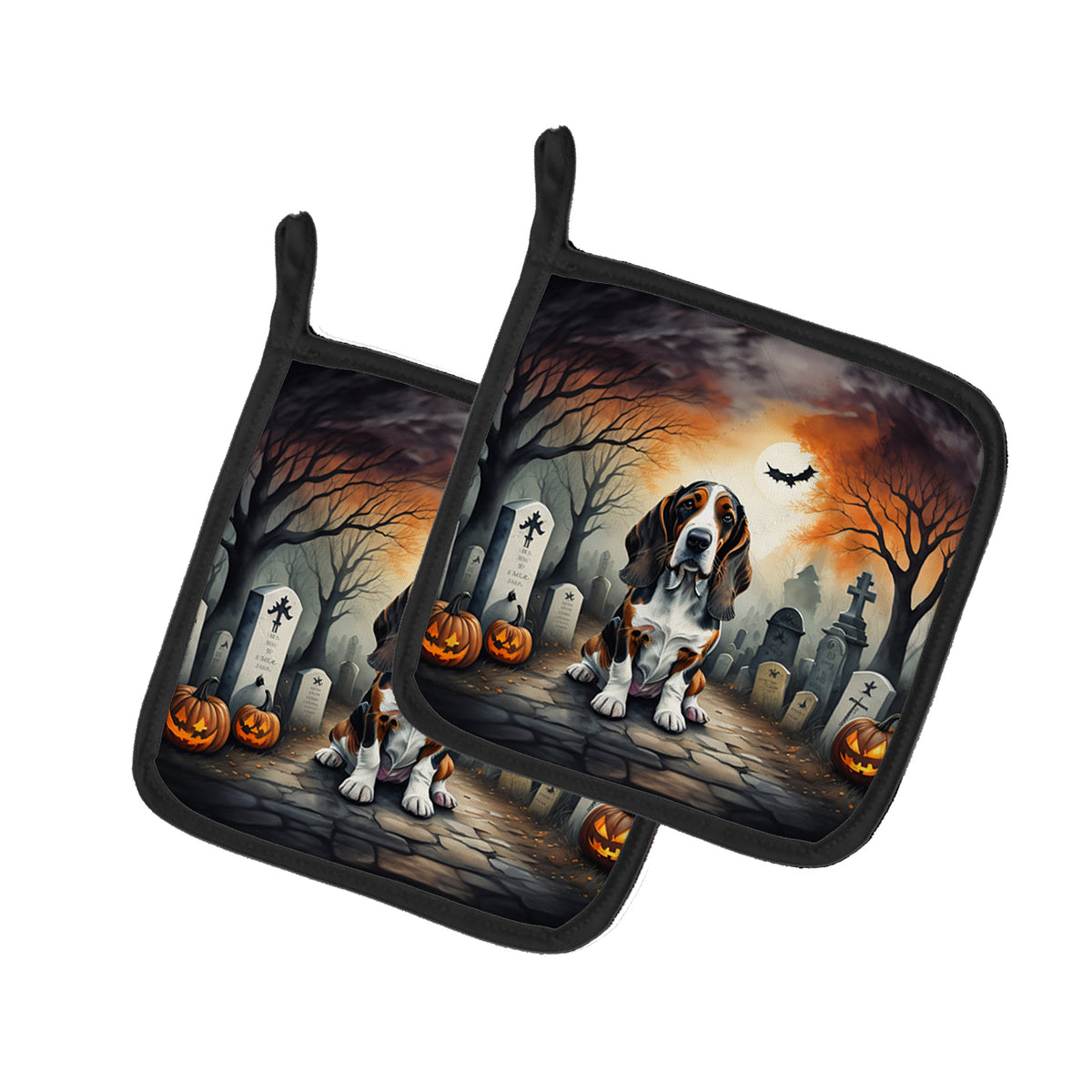 Buy this Basset Hound Spooky Halloween Pair of Pot Holders