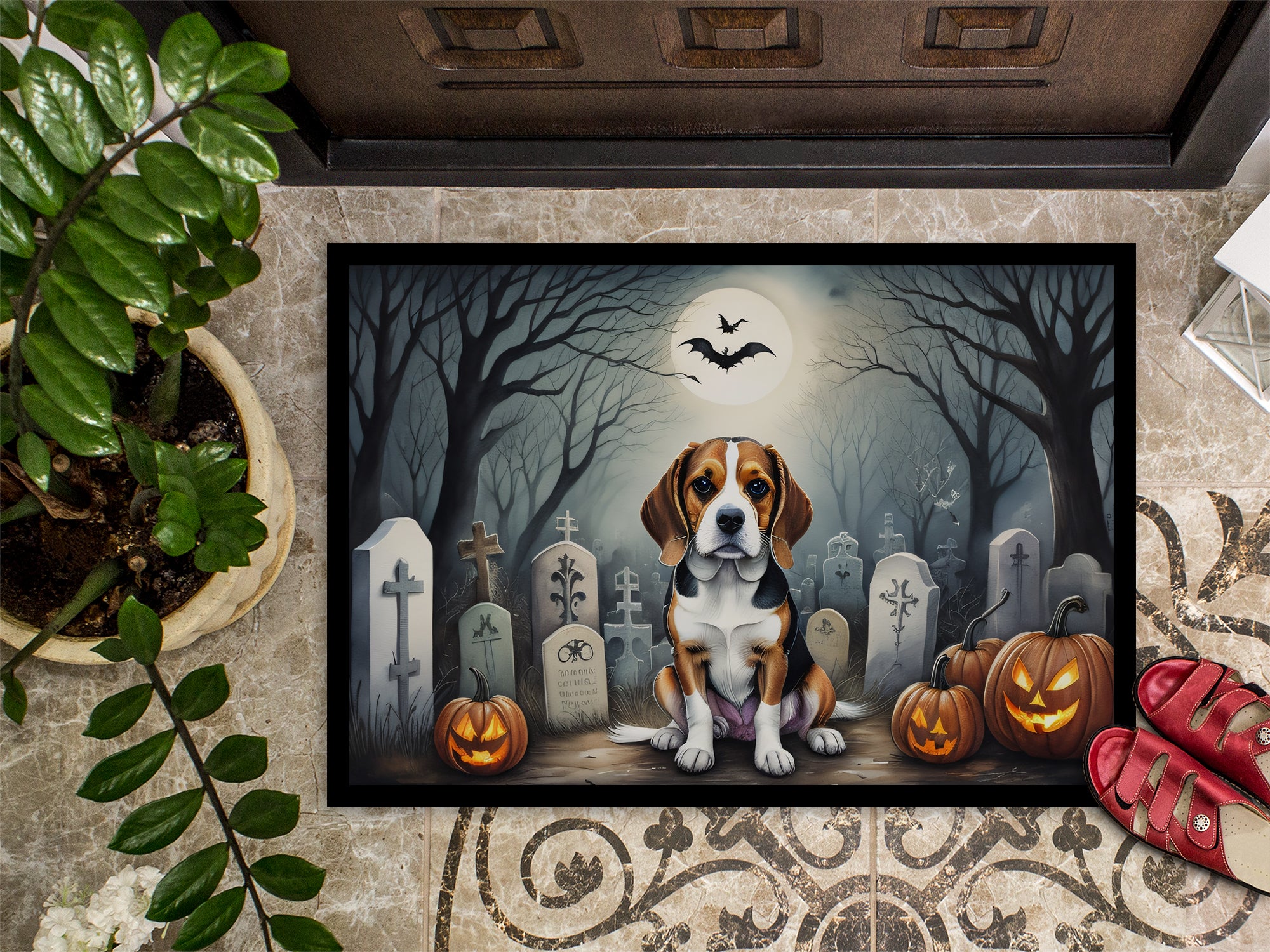 Beagle Spooky Halloween Doormat 18x27