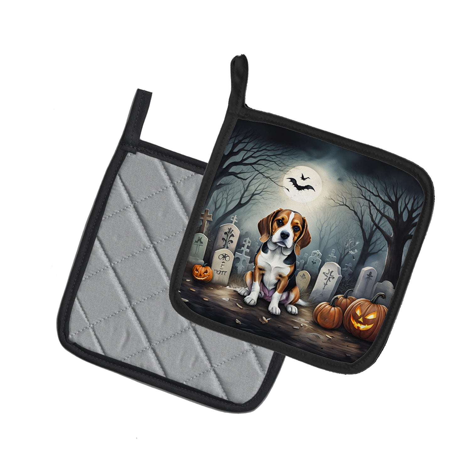 Beagle Spooky Halloween Pair of Pot Holders