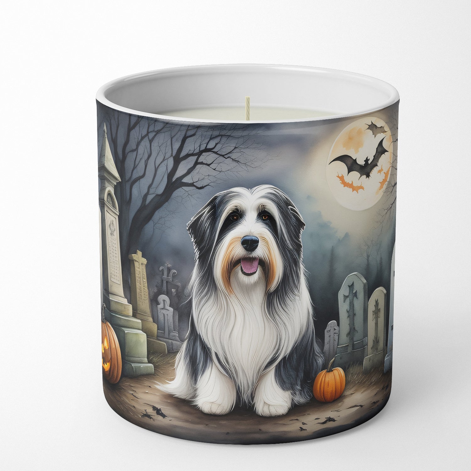 Bearded Collie Spooky Halloween Decorative Soy Candle
