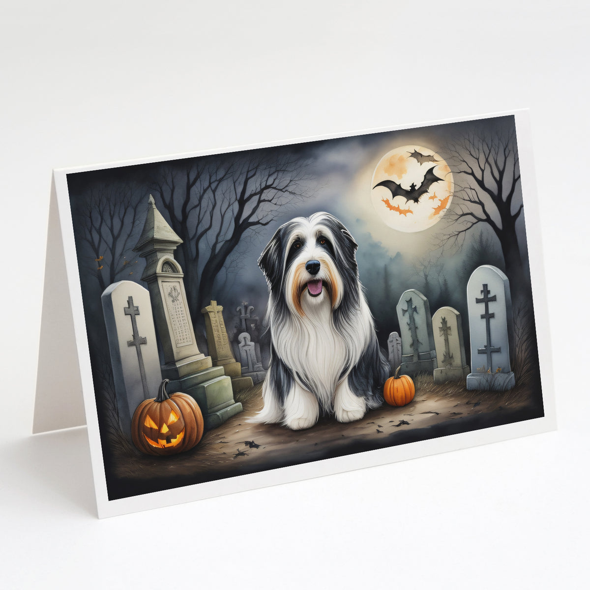 Buy this Bearded Collie Spooky Halloween Greeting Cards and Envelopes Pack of 8