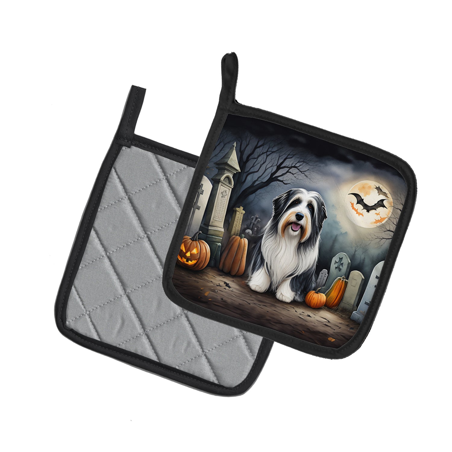 Buy this Bearded Collie Spooky Halloween Pair of Pot Holders