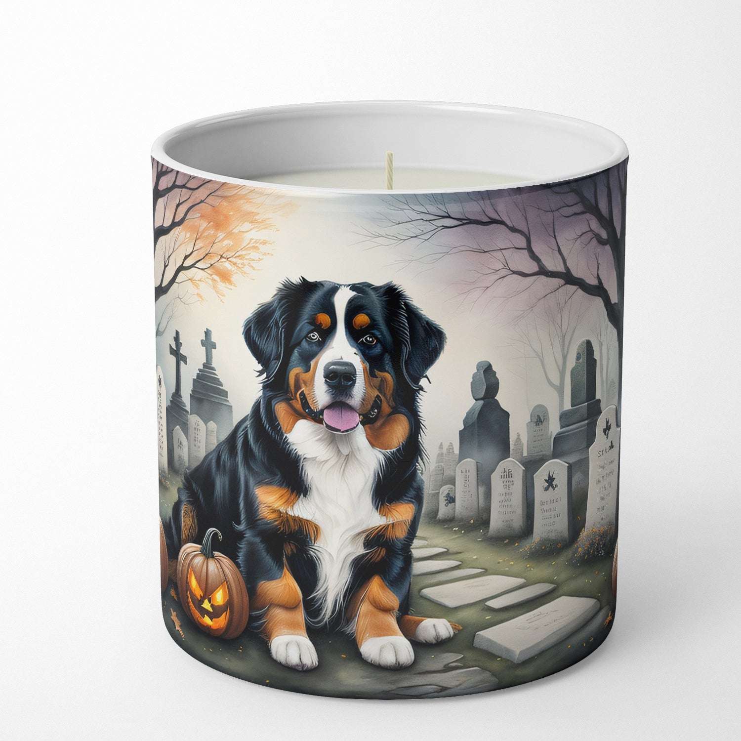 Bernese Mountain Dog Spooky Halloween Decorative Soy Candle