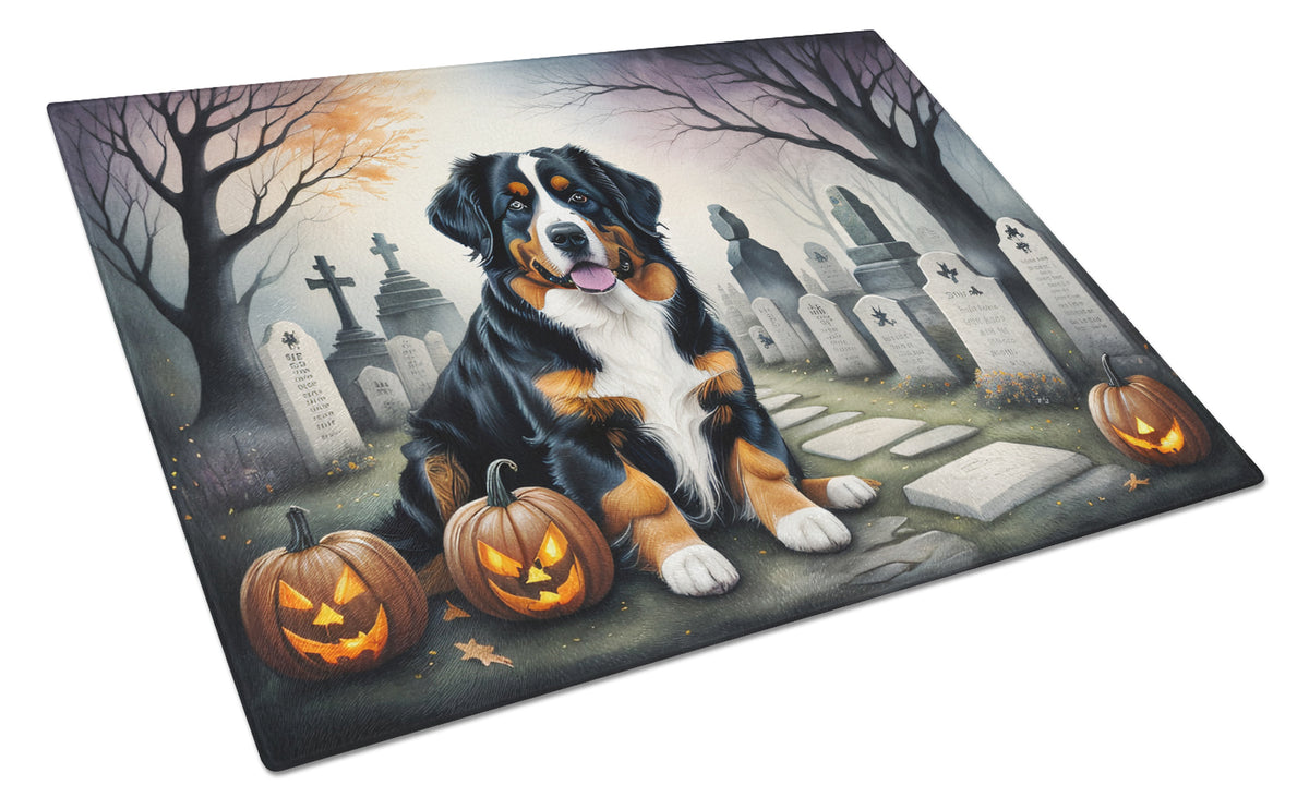 Buy this Bernese Mountain Dog Spooky Halloween Glass Cutting Board Large