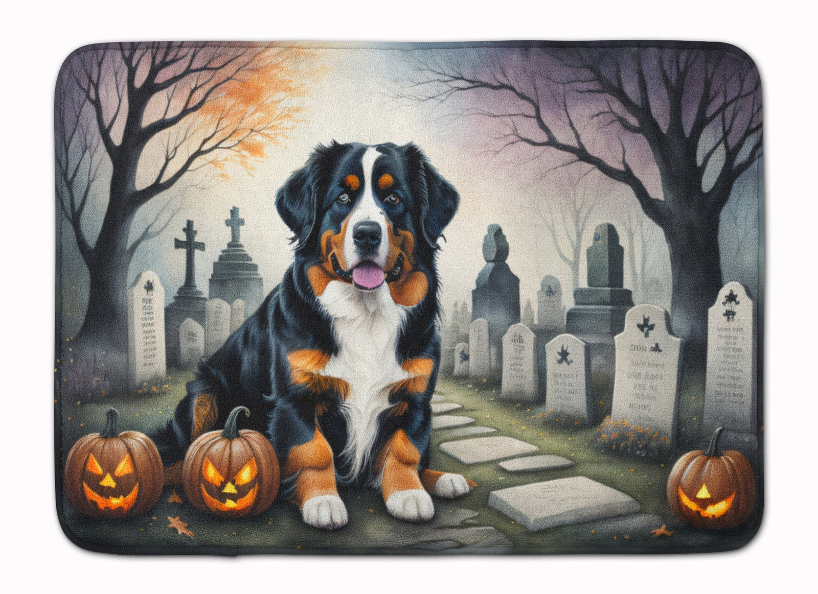 Buy this Bernese Mountain Dog Spooky Halloween Memory Foam Kitchen Mat