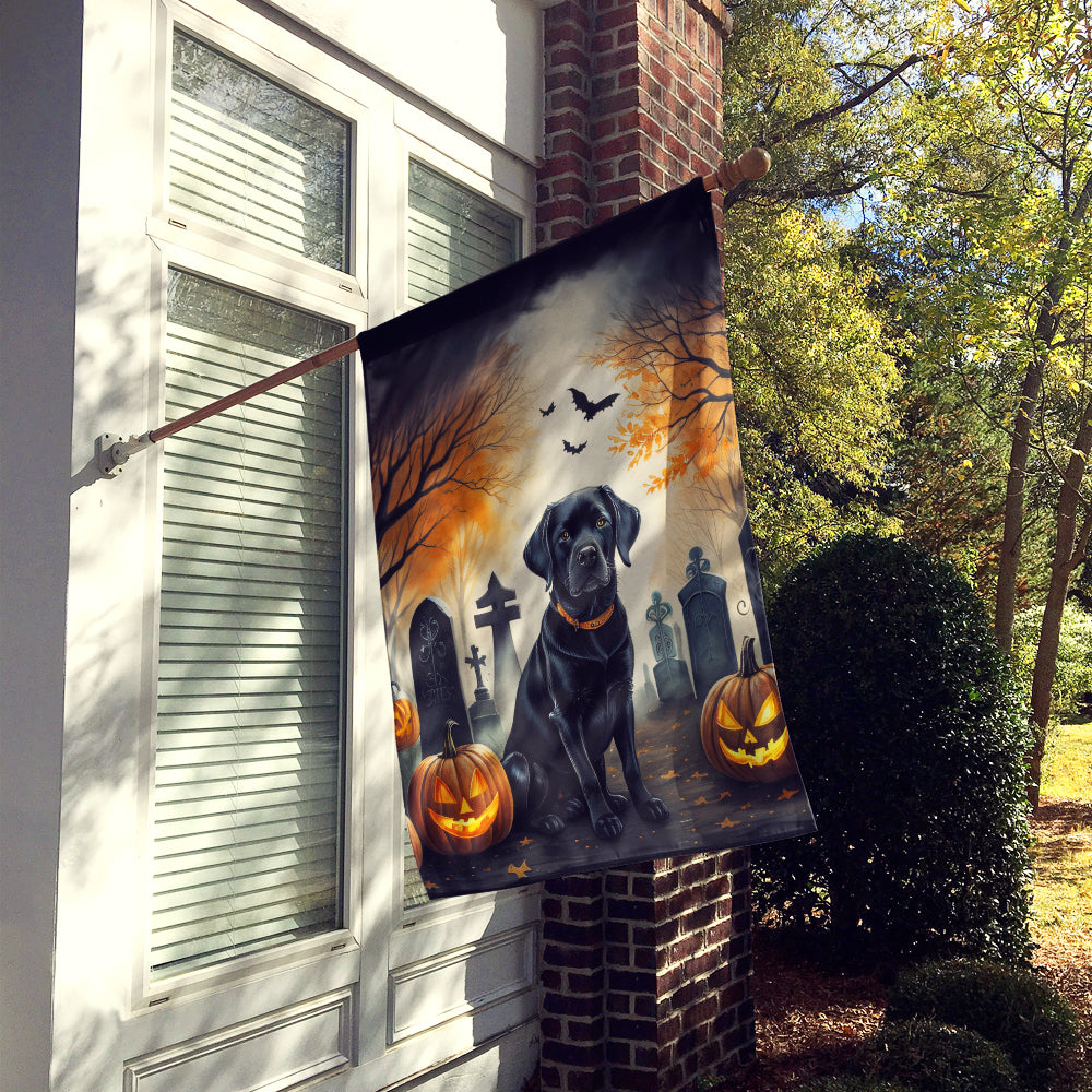 Black Labrador Retriever Spooky Halloween House Flag