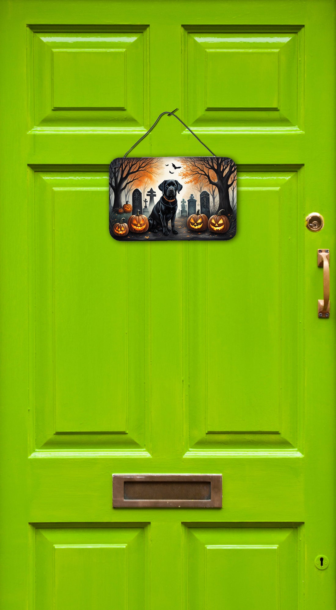 Black Labrador Retriever Spooky Halloween Wall or Door Hanging Prints