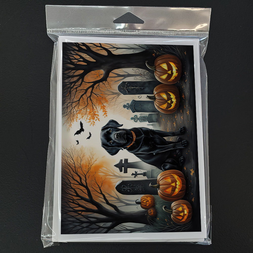 Black Labrador Retriever Spooky Halloween Greeting Cards and Envelopes Pack of 8