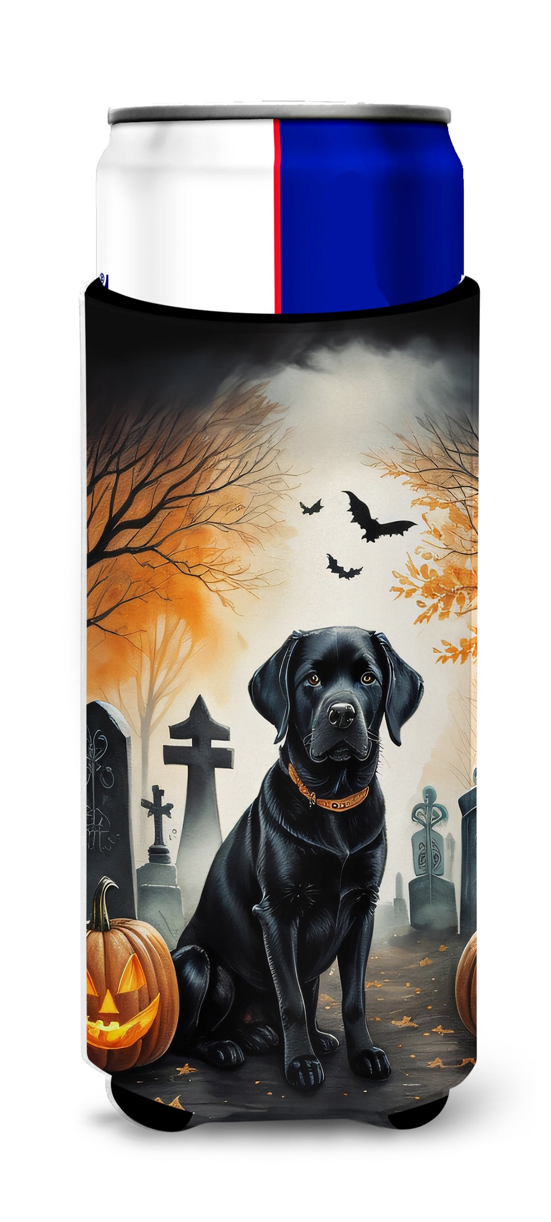 Buy this Black Labrador Retriever Spooky Halloween Hugger for Ultra Slim Cans