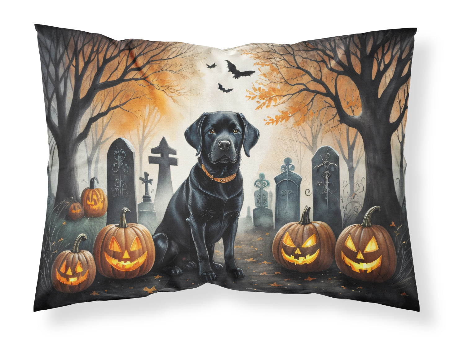 Buy this Black Labrador Retriever Spooky Halloween Fabric Standard Pillowcase