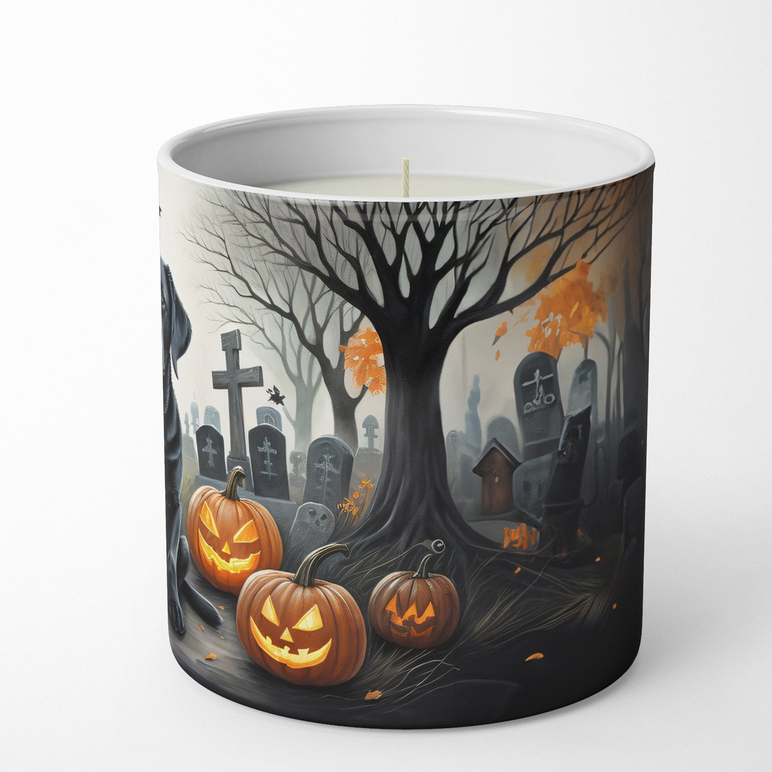 Black Labrador Retriever Spooky Halloween Decorative Soy Candle