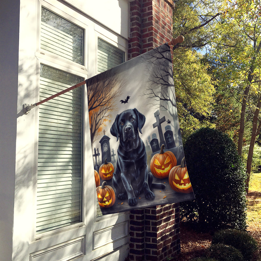 Black Labrador Retriever Spooky Halloween House Flag
