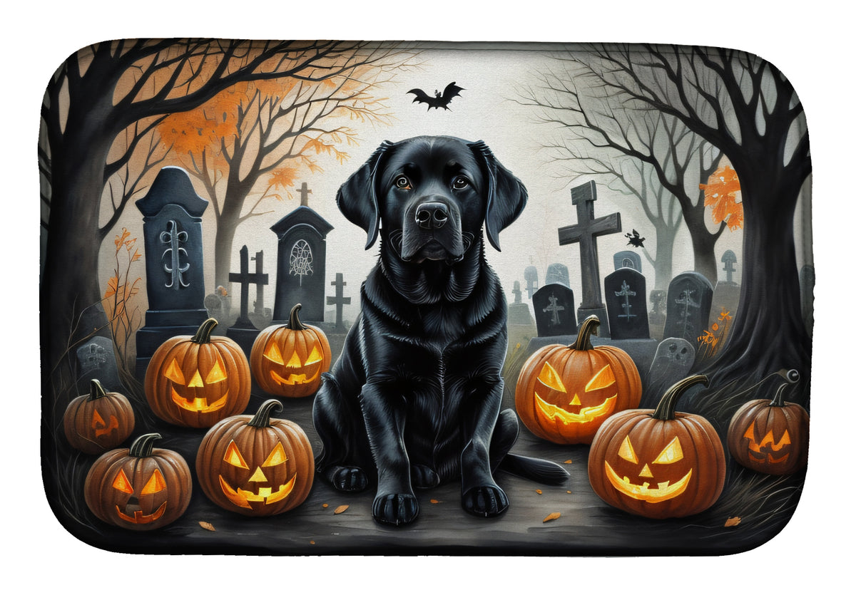 Buy this Black Labrador Retriever Spooky Halloween Dish Drying Mat