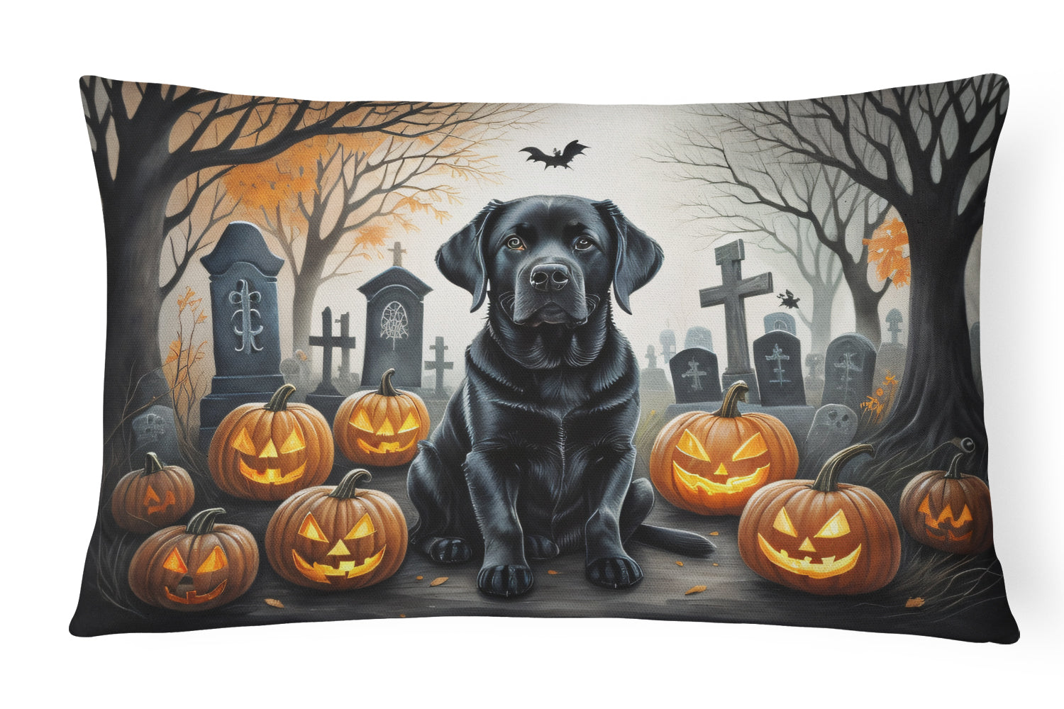Buy this Black Labrador Retriever Spooky Halloween Fabric Decorative Pillow