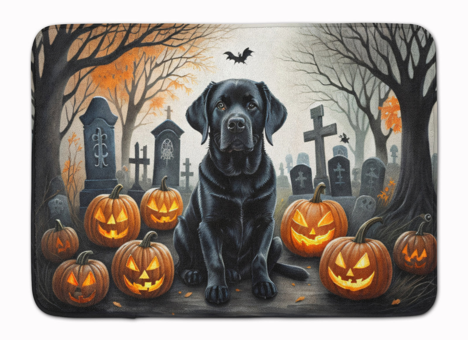 Buy this Black Labrador Retriever Spooky Halloween Memory Foam Kitchen Mat