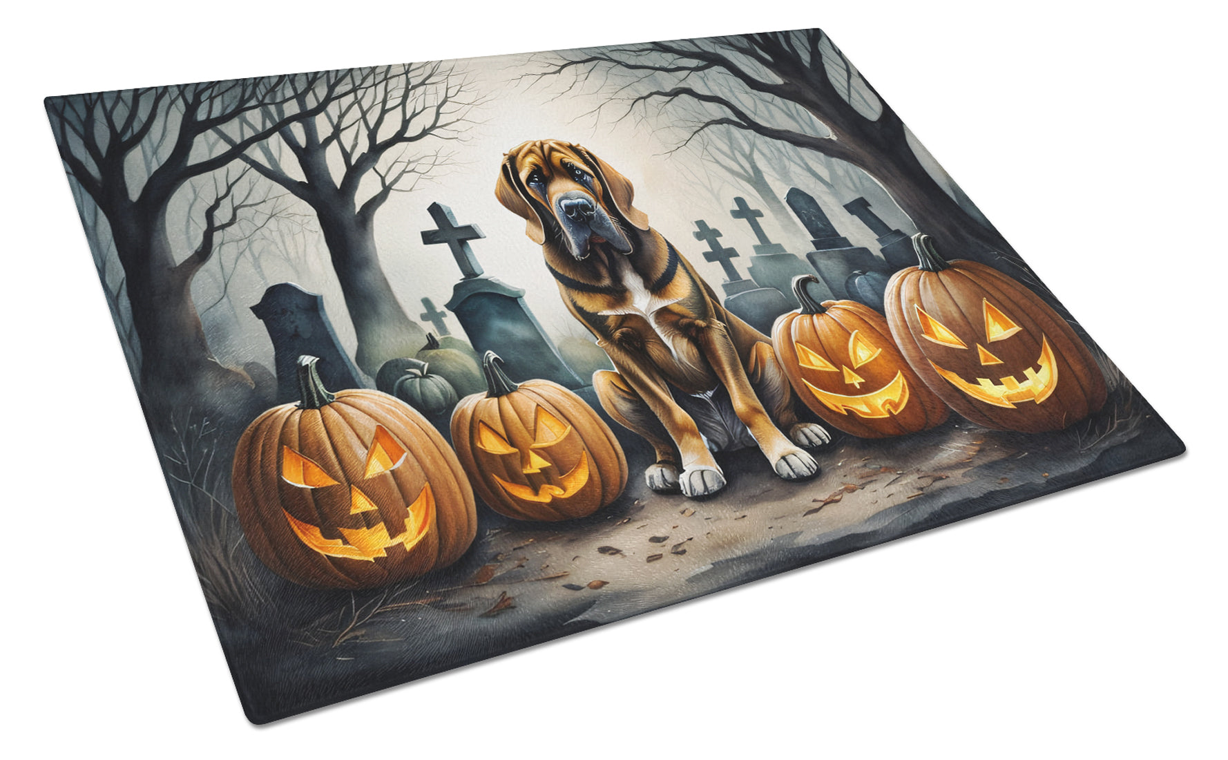 Buy this Bloodhound Spooky Halloween Glass Cutting Board Large
