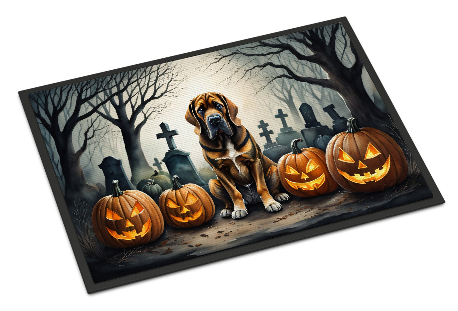Caroline's Treasures Bloodhound Spooky Halloween Doormat - 18x27 Decorative Floor Mat – Indoor/Outdoor Rug
