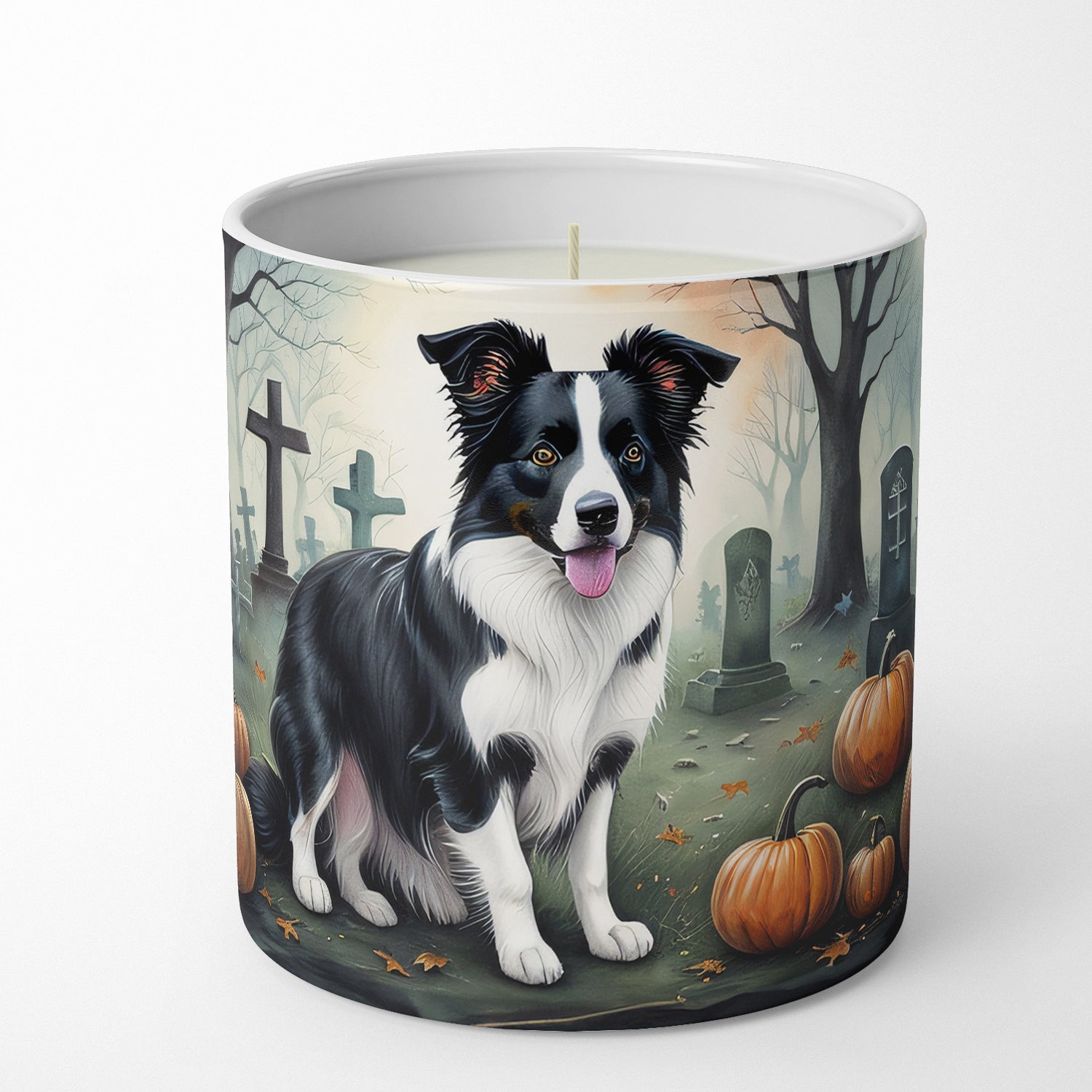 Border Collie Spooky Halloween Decorative Soy Candle