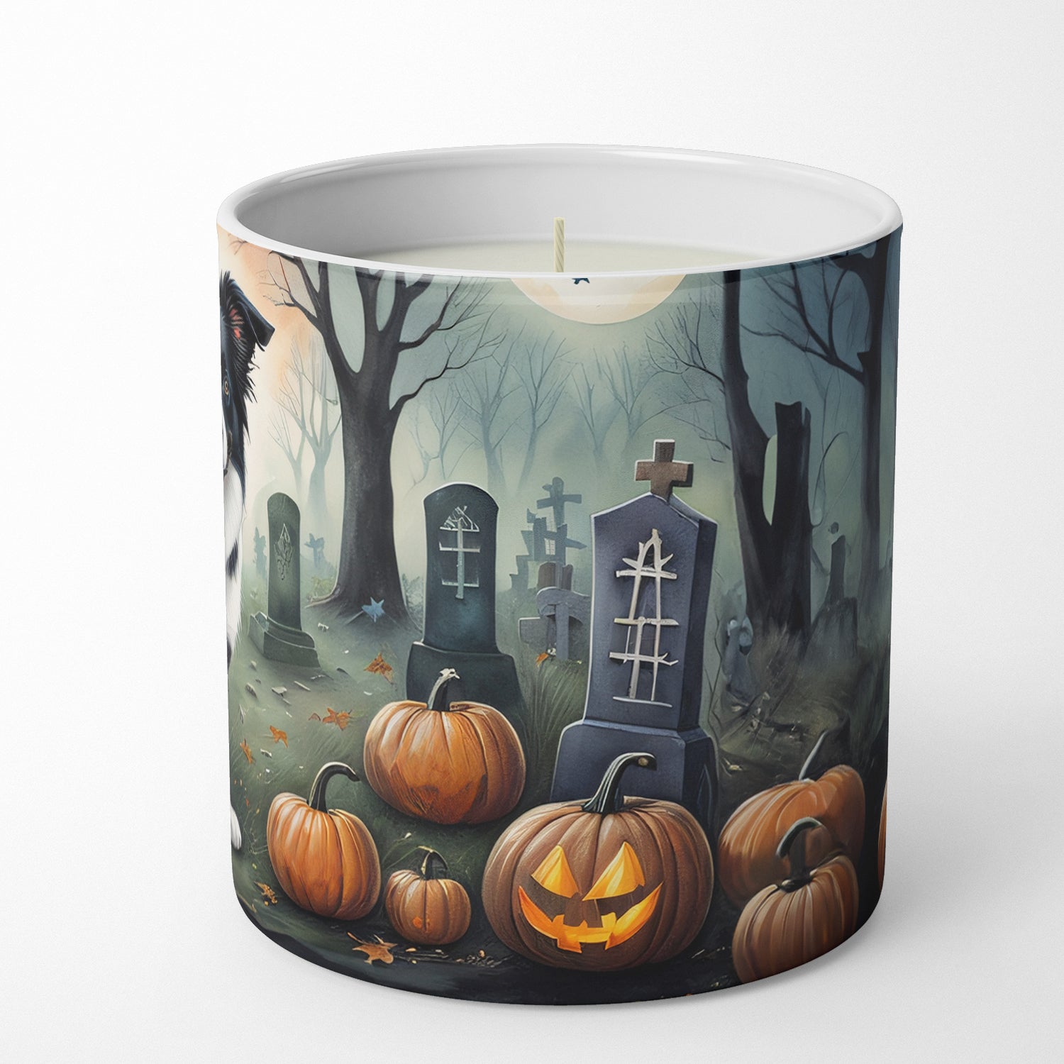 Border Collie Spooky Halloween Decorative Soy Candle