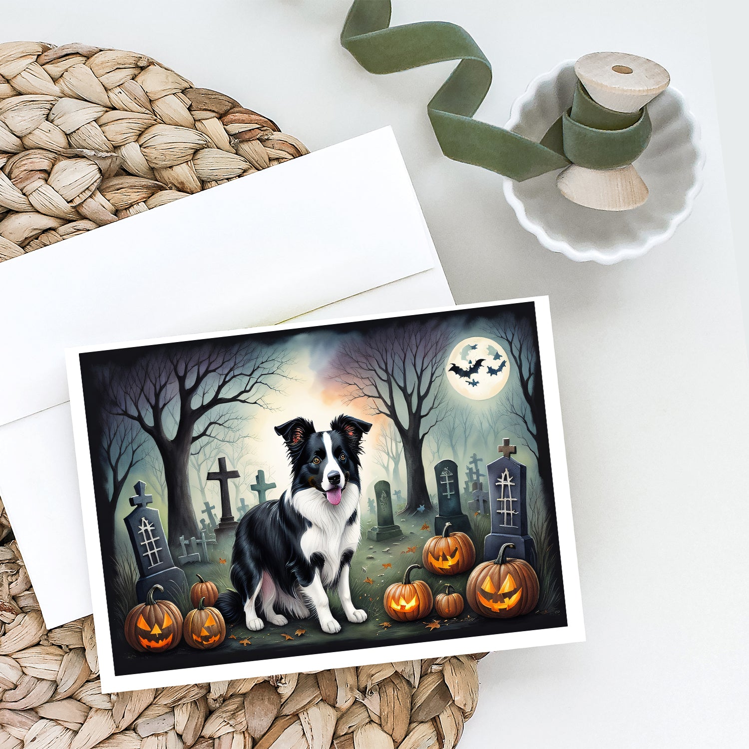 Buy this Border Collie Spooky Halloween Greeting Cards and Envelopes Pack of 8