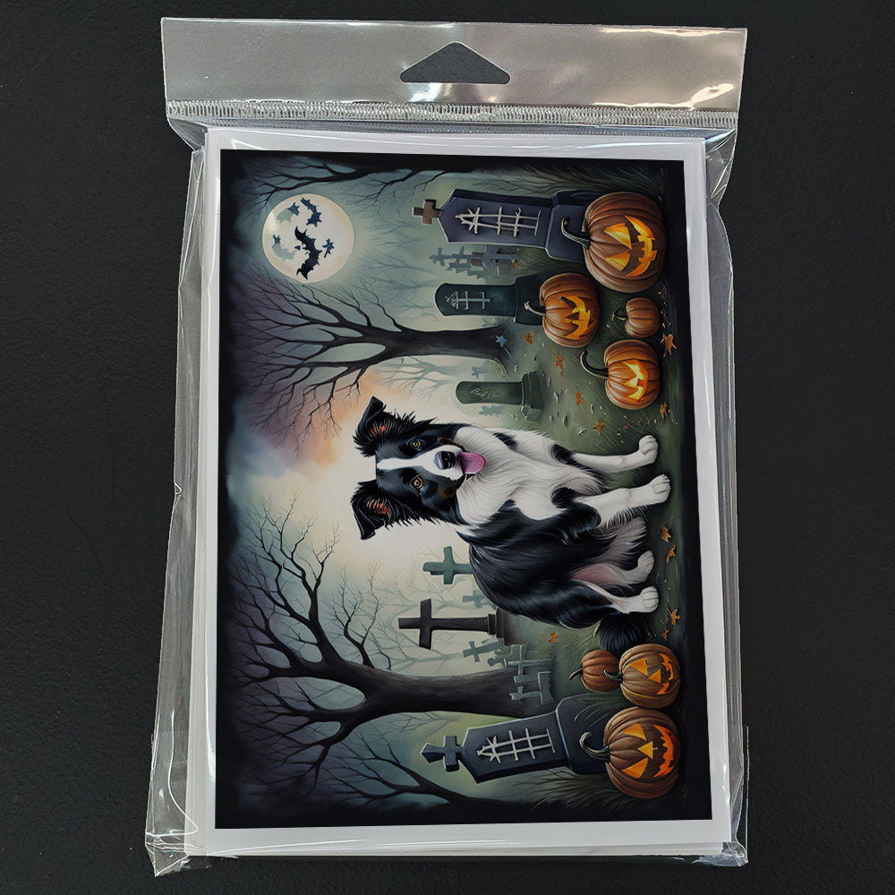 Border Collie Spooky Halloween Greeting Cards and Envelopes Pack of 8