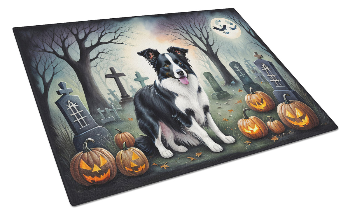 Buy this Border Collie Spooky Halloween Glass Cutting Board Large