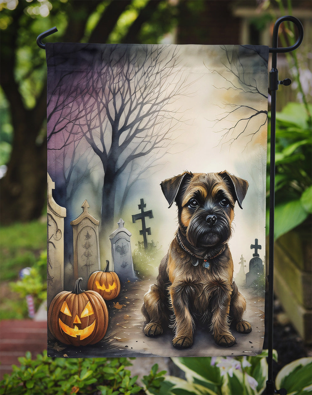 Border Terrier Spooky Halloween Garden Flag