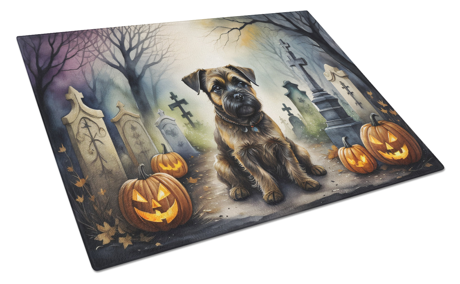 Buy this Border Terrier Spooky Halloween Glass Cutting Board Large