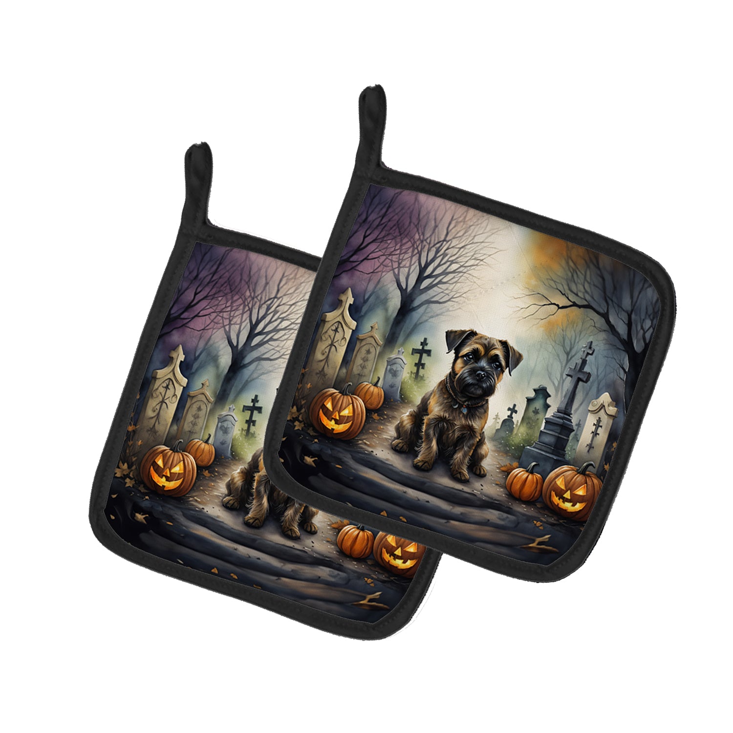 Buy this Border Terrier Spooky Halloween Pair of Pot Holders
