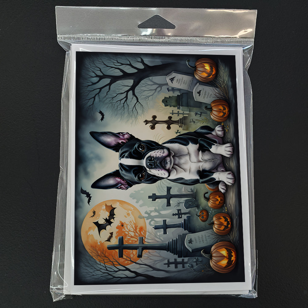 Boston Terrier Spooky Halloween Greeting Cards and Envelopes Pack of 8