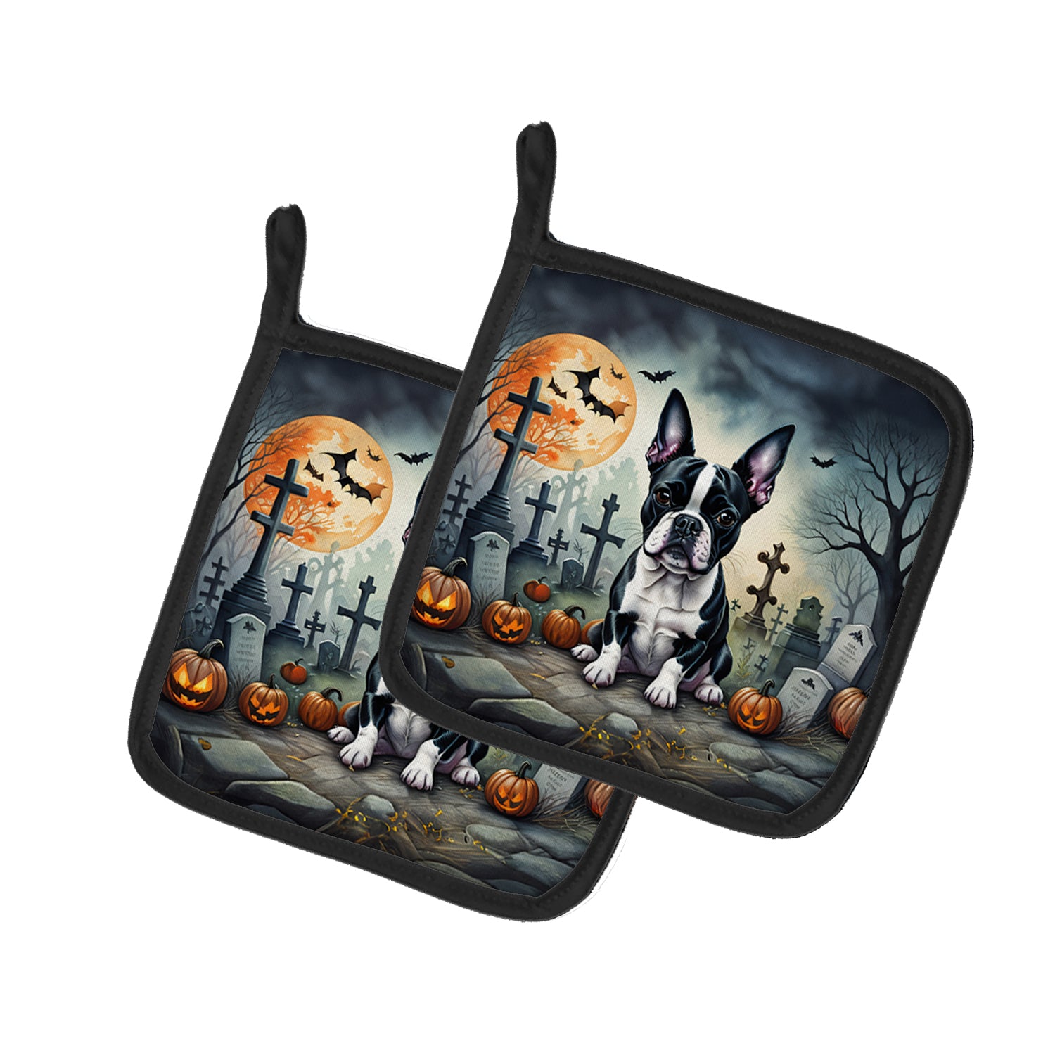 Buy this Boston Terrier Spooky Halloween Pair of Pot Holders