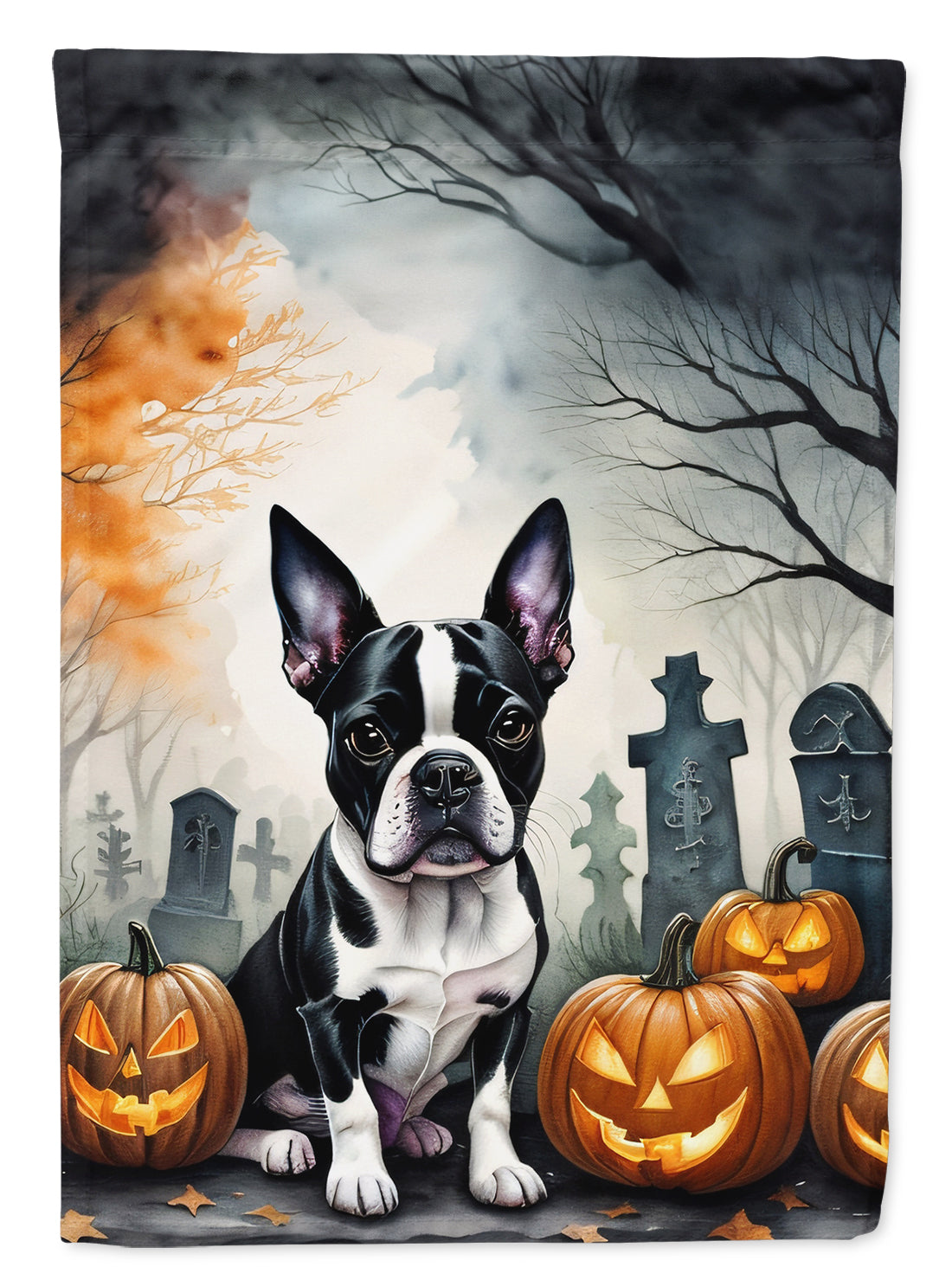 Buy this Boston Terrier Spooky Halloween House Flag