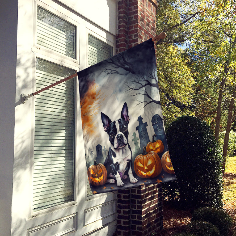 Boston Terrier Spooky Halloween House Flag