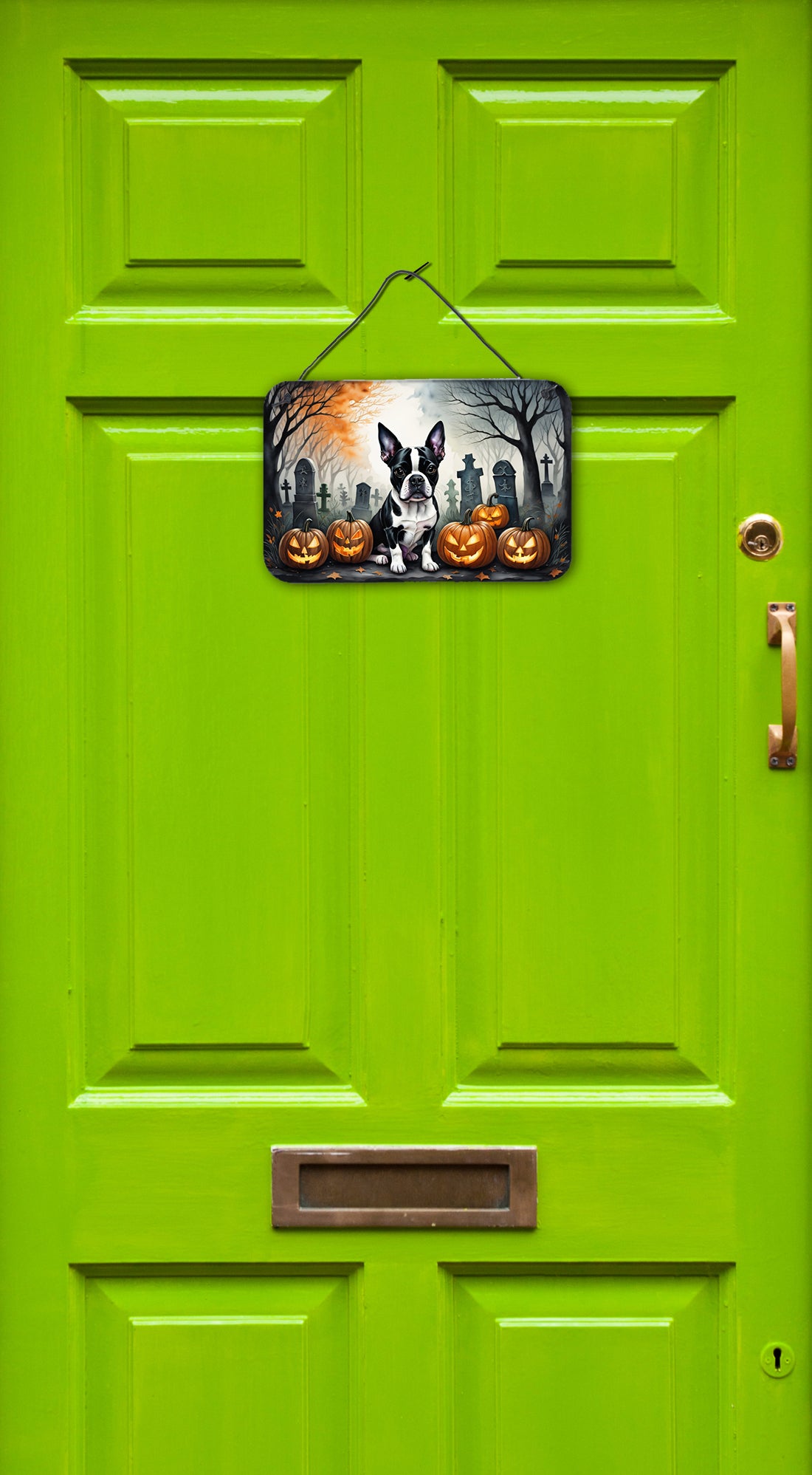 Boston Terrier Spooky Halloween Wall or Door Hanging Prints