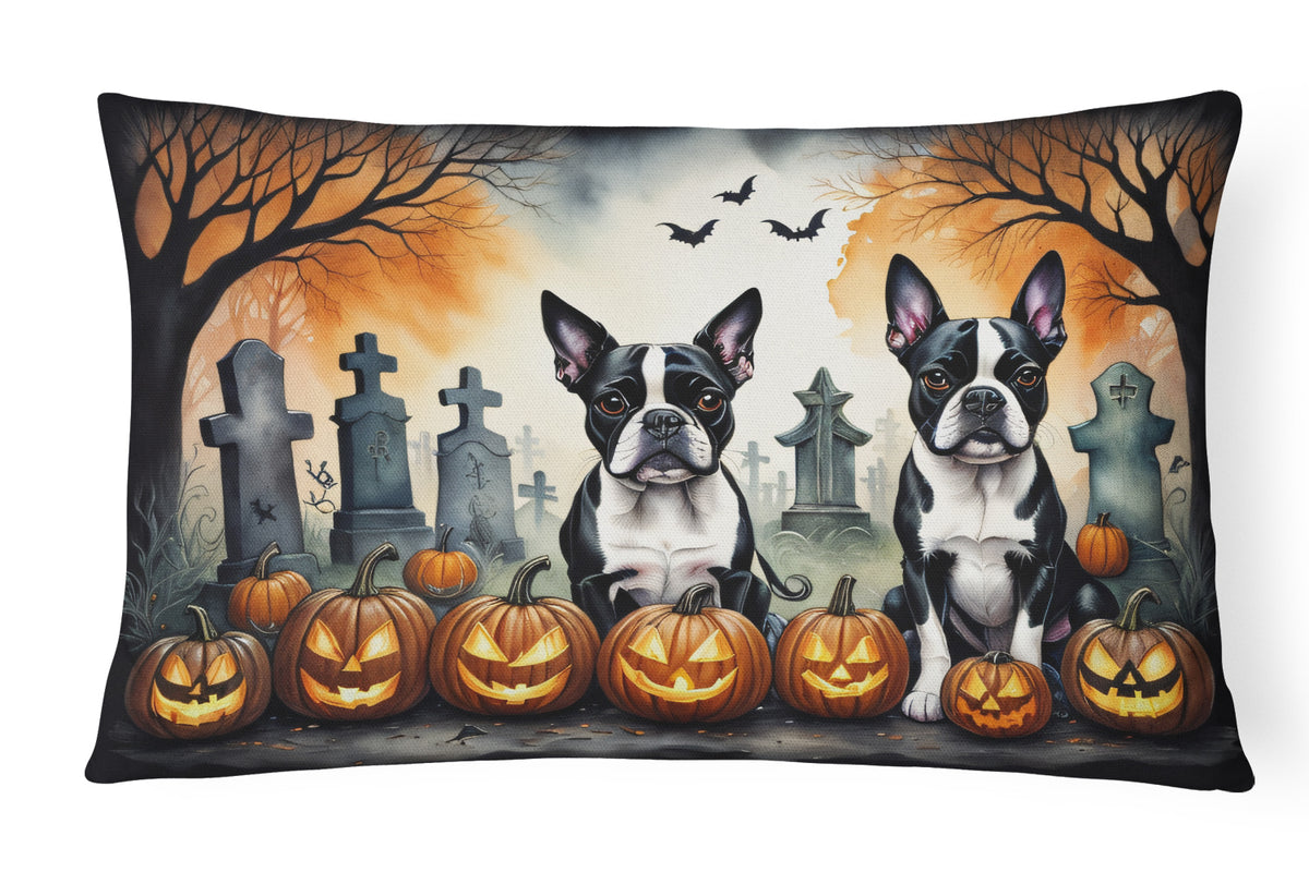 Buy this Boston Terrier Spooky Halloween Fabric Decorative Pillow