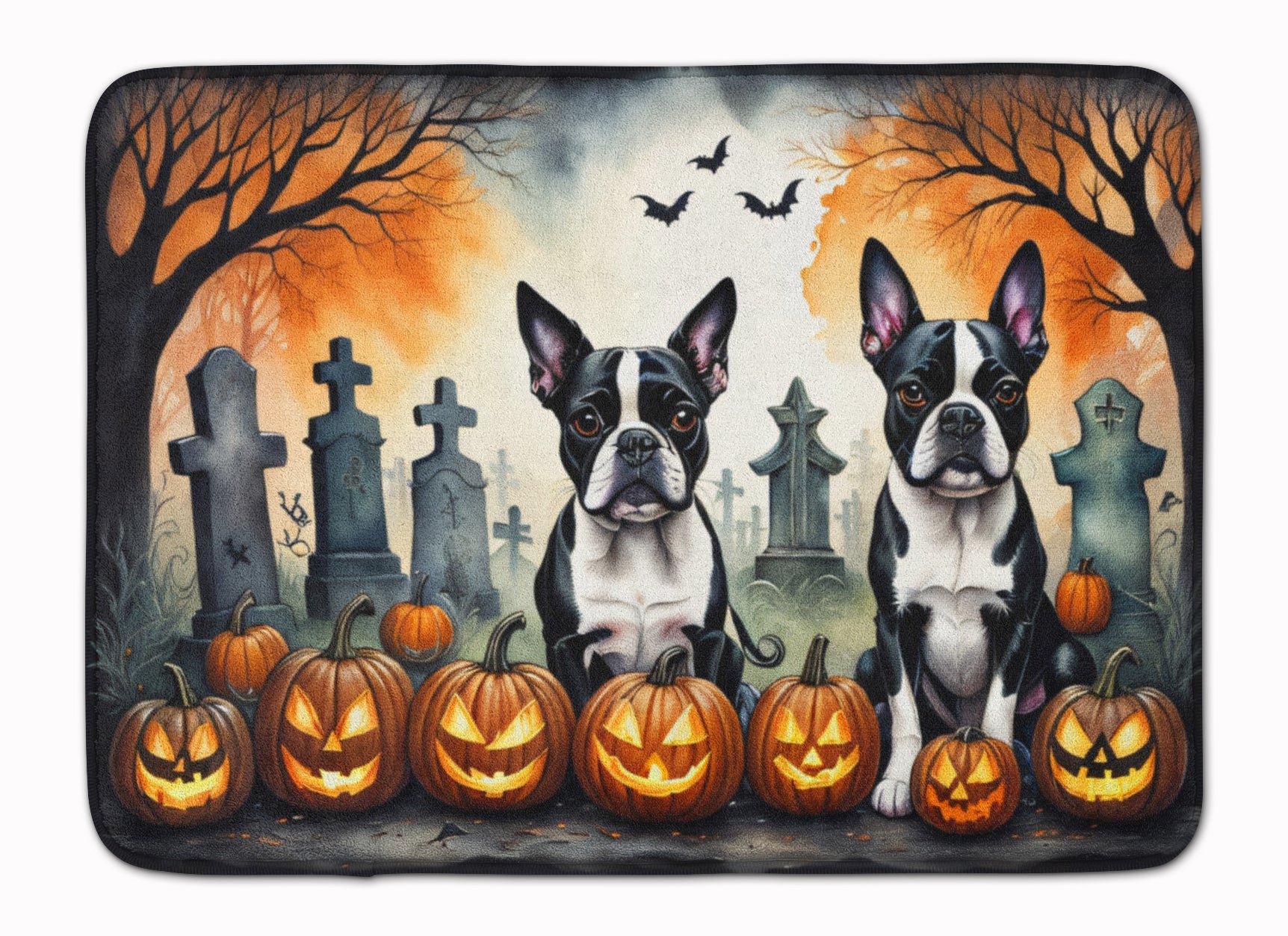 Buy this Boston Terrier Spooky Halloween Memory Foam Kitchen Mat