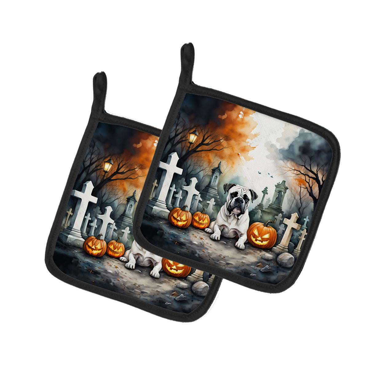 Buy this Boxer Spooky Halloween Pair of Pot Holders