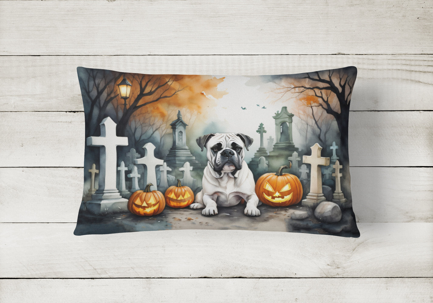 Boxer Spooky Halloween Fabric Decorative Pillow