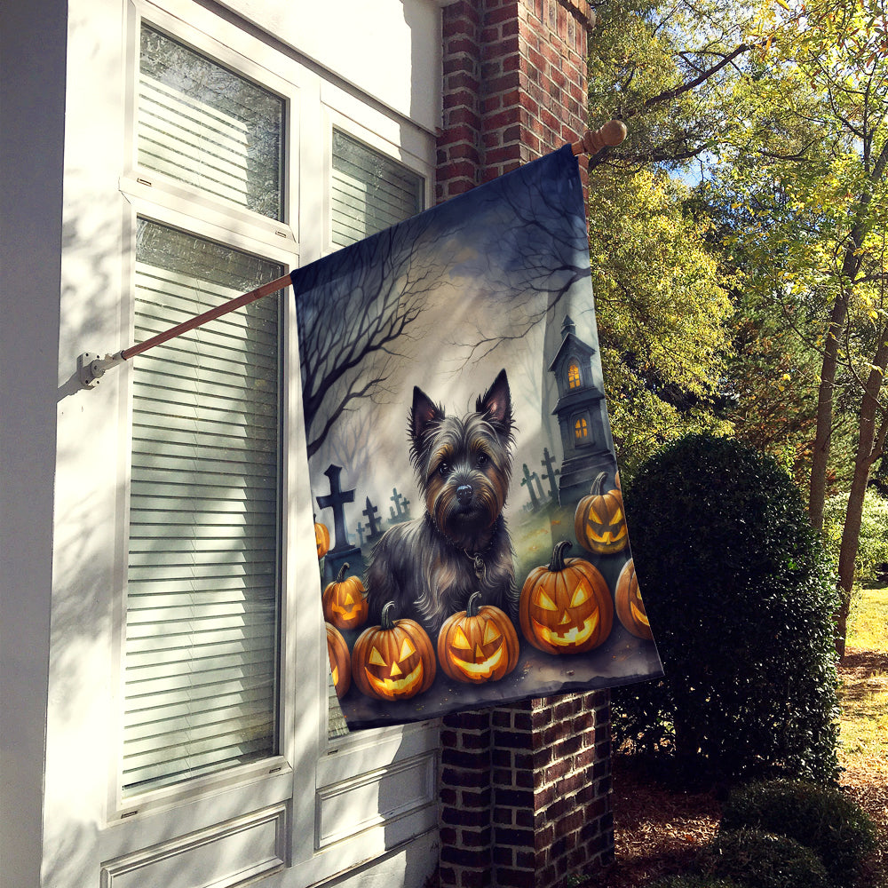 Cairn Terrier Spooky Halloween House Flag