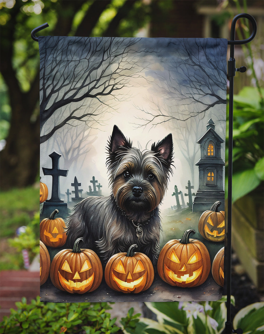 Cairn Terrier Spooky Halloween Garden Flag