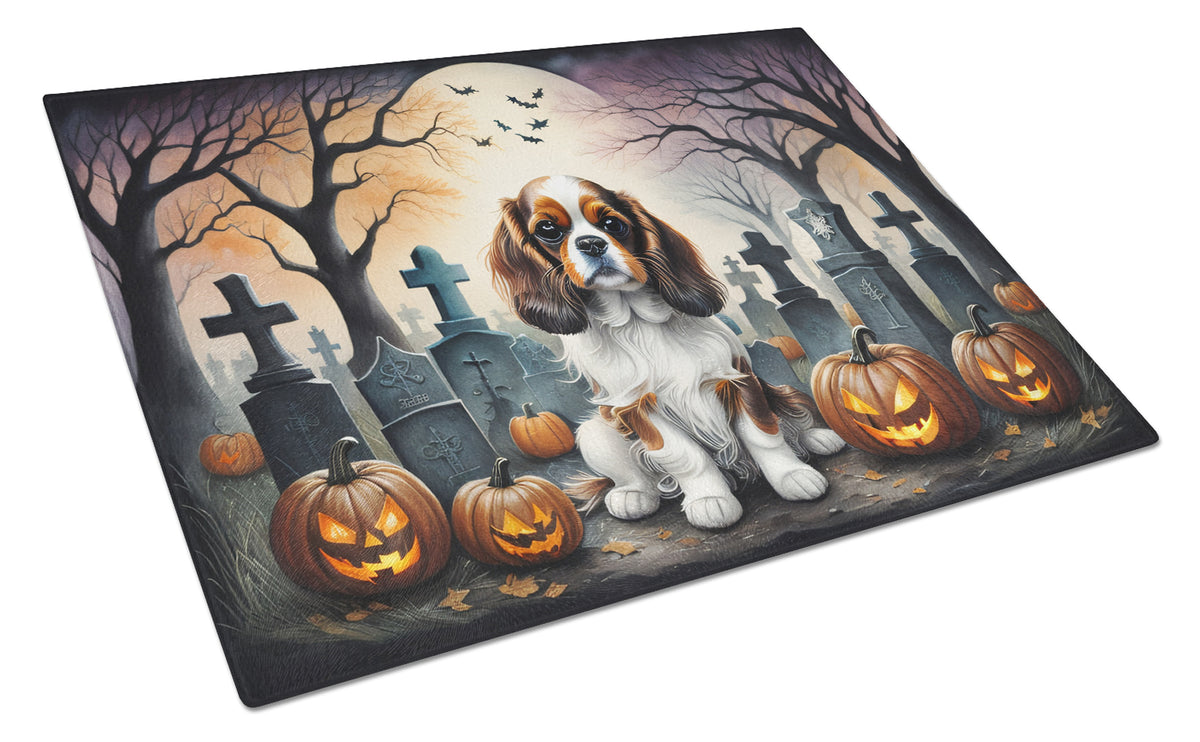 Buy this Cavalier Spaniel Spooky Halloween Glass Cutting Board Large
