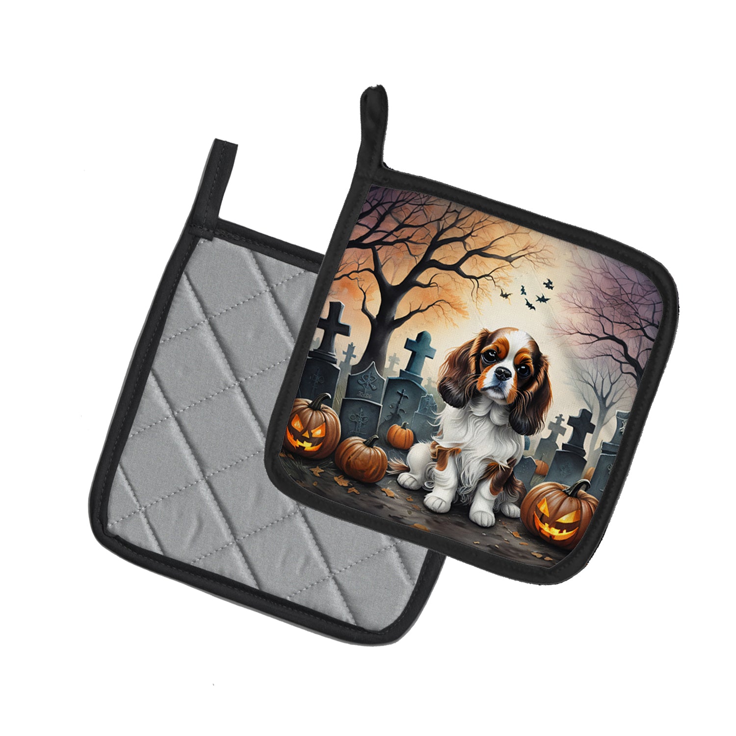 Cavalier Spaniel Spooky Halloween Pair of Pot Holders