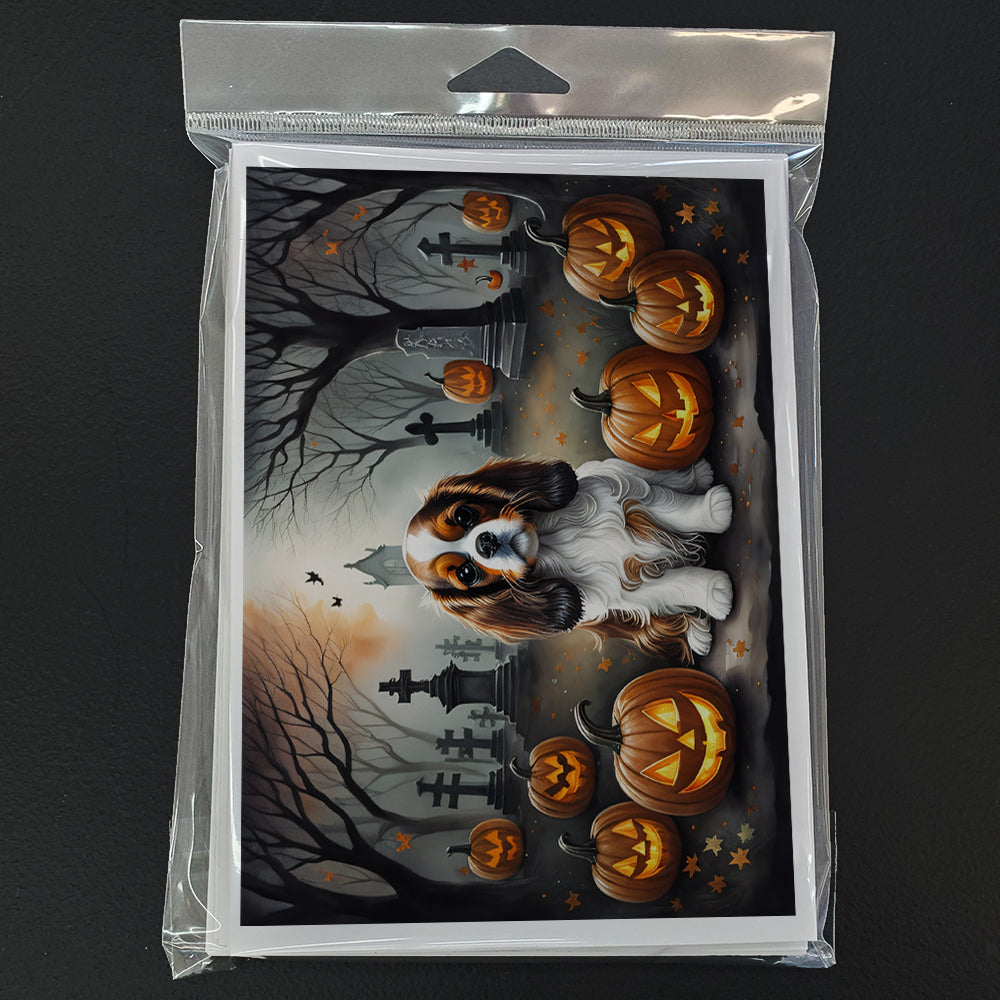 Cavalier Spaniel Spooky Halloween Greeting Cards and Envelopes Pack of 8
