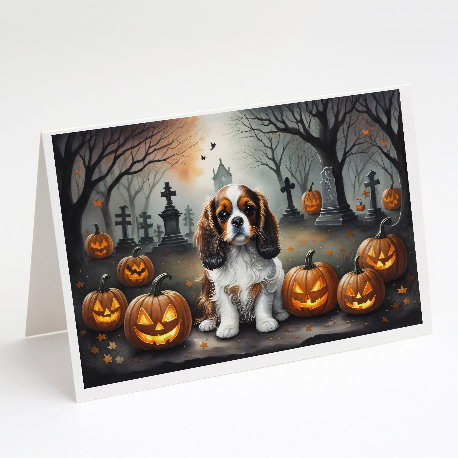 Buy this Cavalier Spaniel Spooky Halloween Greeting Cards and Envelopes Pack of 8