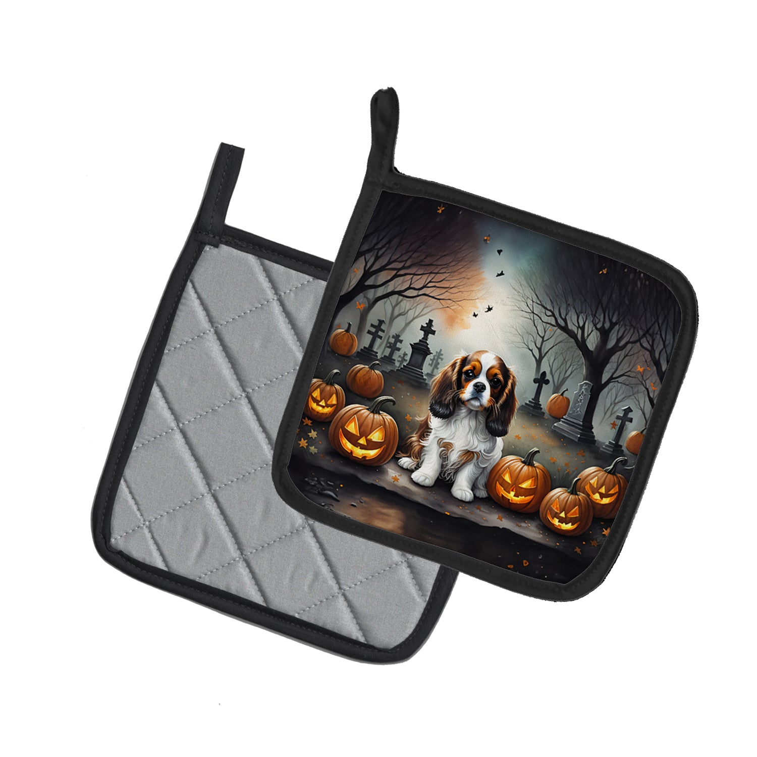 Cavalier Spaniel Spooky Halloween Pair of Pot Holders